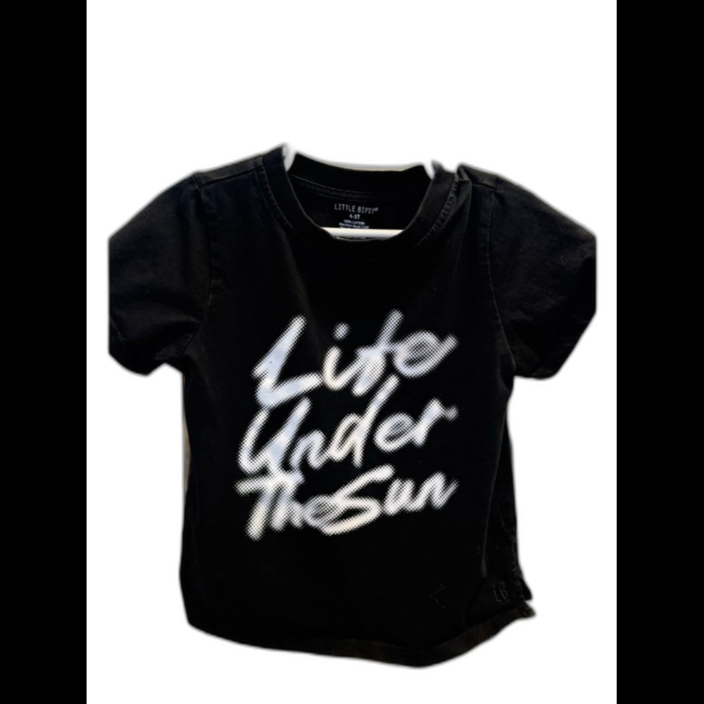 Little Bipsy Black Tee with White 'Life Under The Sun' Graphic 4-5T